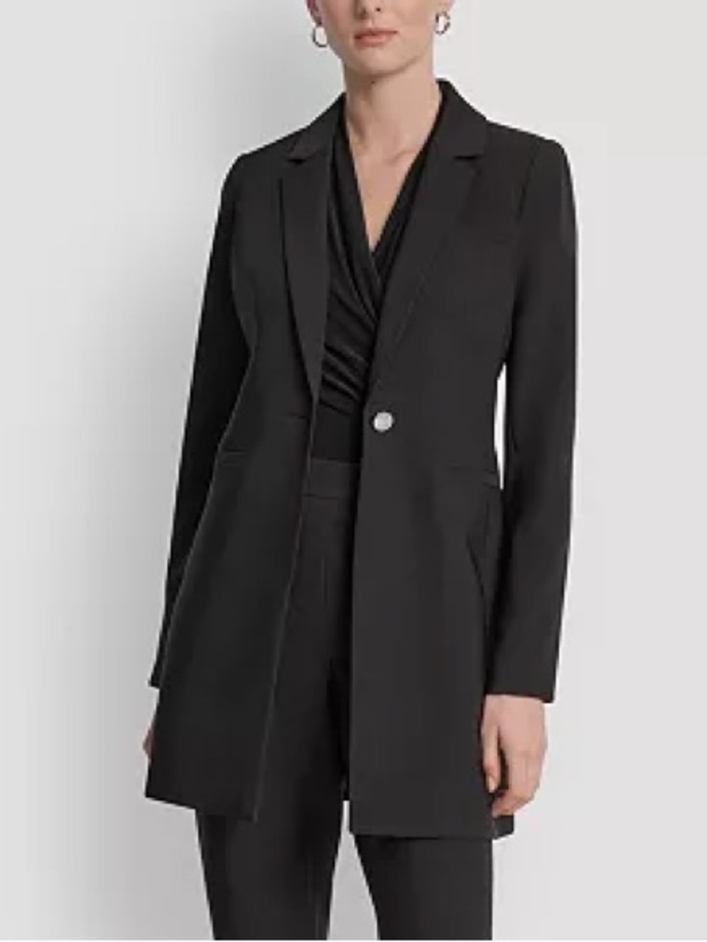 Dkny Black Single-Button Longline Blazer